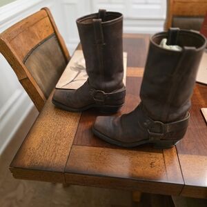 Frye Brown Leather Combat Boots